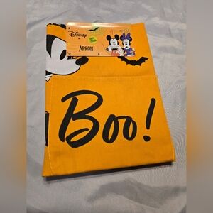 Disney Halloween Apron Mickey And Minnie Mouse “Boo” NWT 21.5x29.5" Orange/Black